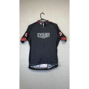 Cycology Cycling Jersey Mens Large Black Red Train‎ Hard Get Lucky Full Zip Pro
